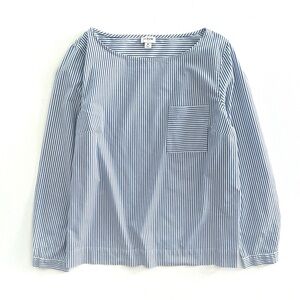 J. Crew Factory Popover Striped Shirt with Pocket Organic Cotton Size Medium